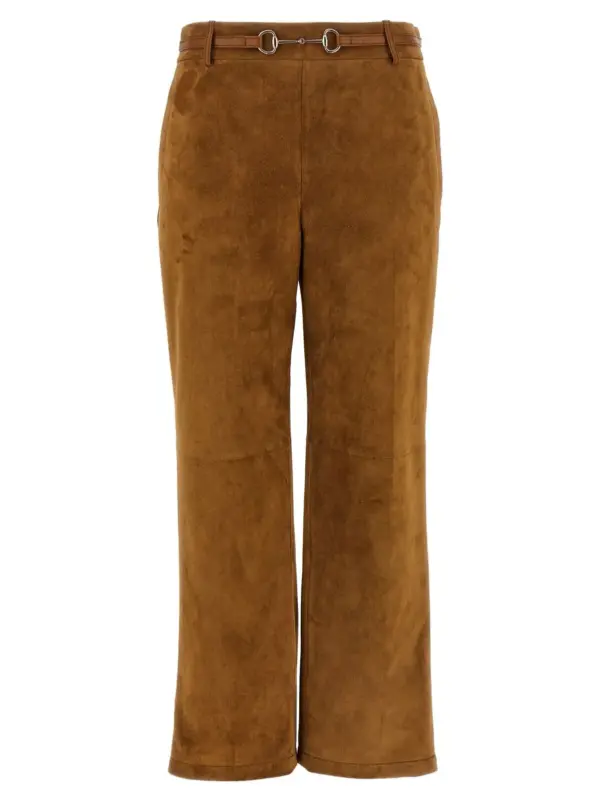 Suede pants GUCCI Brown