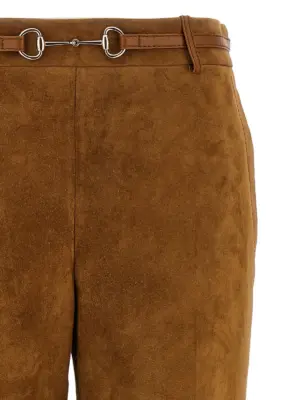 Suede pants Woman GUCCI Brown