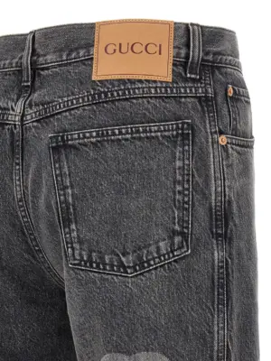 Lasered Double G jeans 100% cotton GUCCI Gray