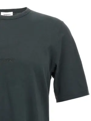 Logo embroidery t-shirt Man SAINT LAURENT Black