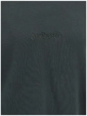 Logo embroidery t-shirt 100% cotton SAINT LAURENT Black