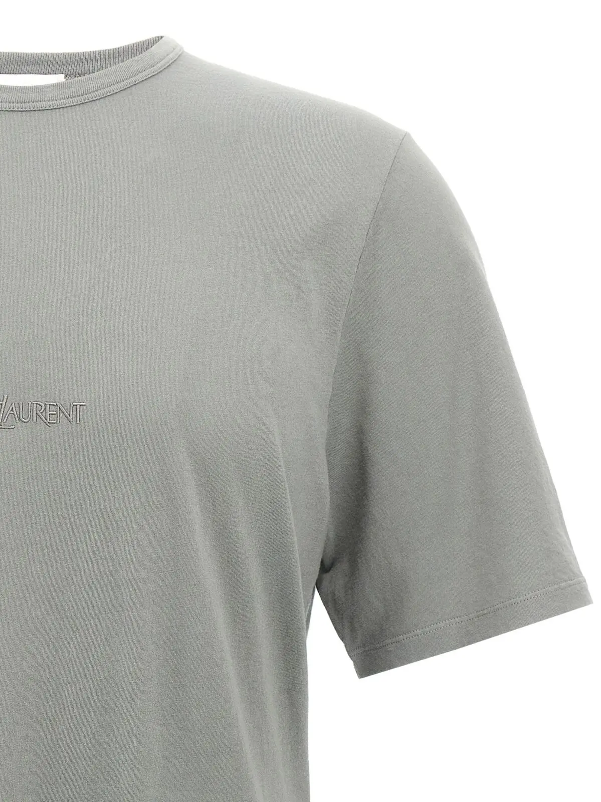 Футболка Saint Laurent з вишитим логотипом Сіра 3 Logo embroidery t-shirt Man SAINT LAURENT Gray