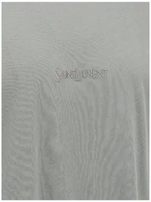Logo embroidery t-shirt 100% cotton SAINT LAURENT Gray