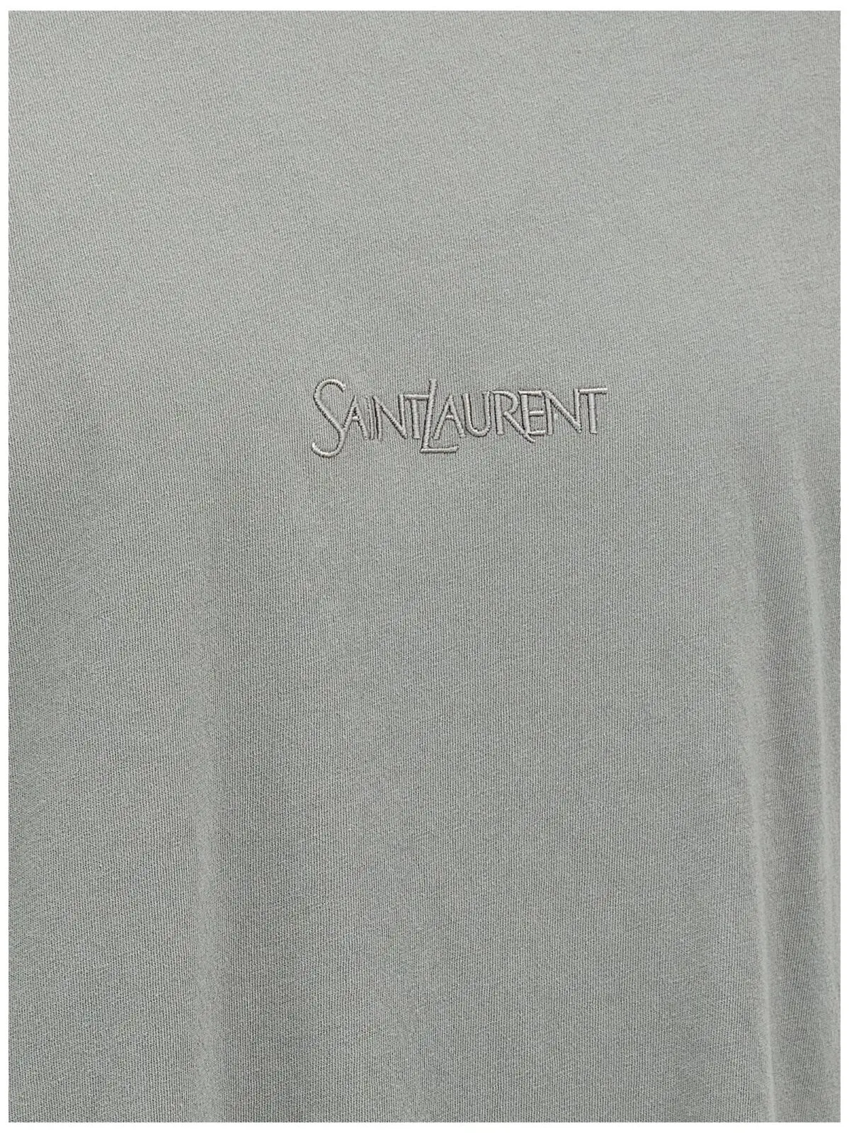 Футболка Saint Laurent з вишитим логотипом Сіра 4 Logo embroidery t-shirt 100% cotton SAINT LAURENT Gray