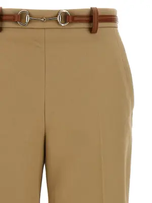 Horsebit pants Woman GUCCI Beige