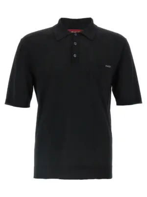 'Intarsio Gucci' polo shirt GUCCI Black