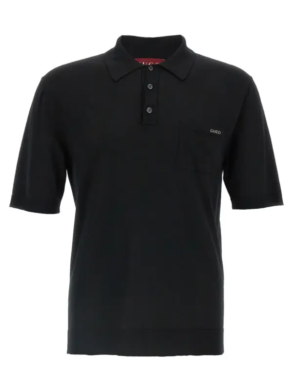 'Intarsio Gucci' polo shirt GUCCI Black