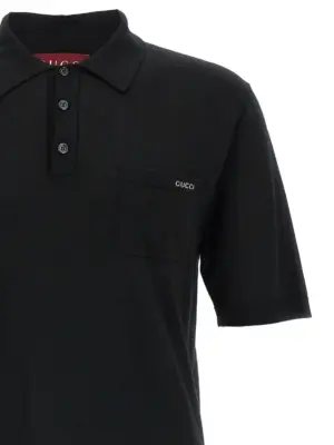 'Intarsio Gucci' polo shirt Man GUCCI Black