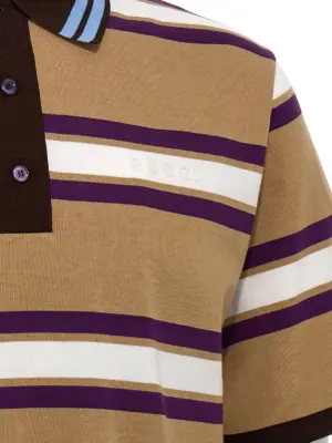 Embossed logo polo shirt 100% cotton GUCCI Multicolor