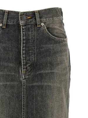 'Lace Up' denim skirt Woman BALENCIAGA Gray