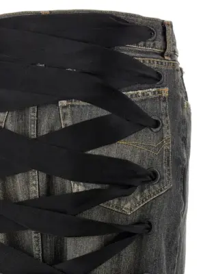 'Lace Up' denim skirt 100% cotton BALENCIAGA Gray