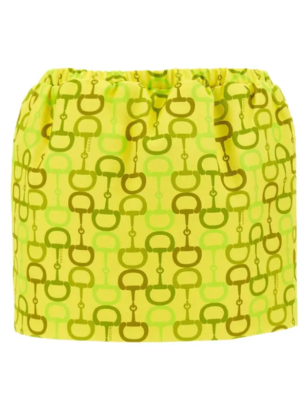 Horsebit print skirt GUCCI Yellow