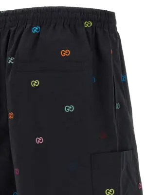 Multicolor fil coupé bermuda shorts 100% cotton GUCCI Black