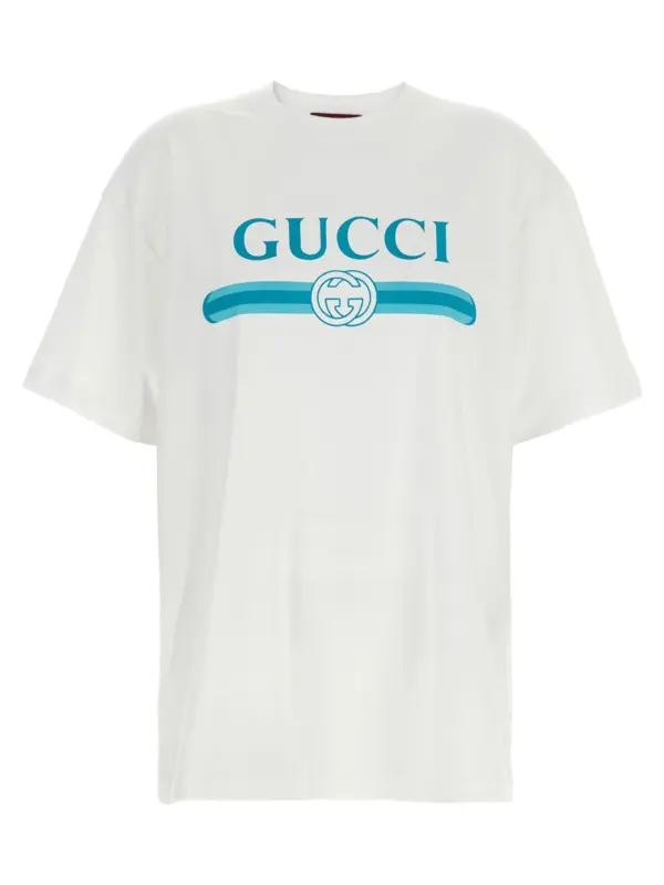 'Gucci Incrocio GG e Web' print T-shirt GUCCI White