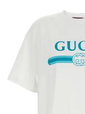 'Gucci Incrocio GG e Web' print T-shirt Woman GUCCI White