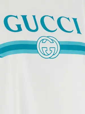 'Gucci Incrocio GG e Web' print T-shirt 100% cotton GUCCI White