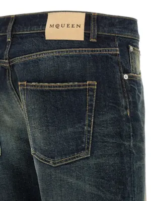 Wide leg jeans 100% cotton MCQUEEN Blue