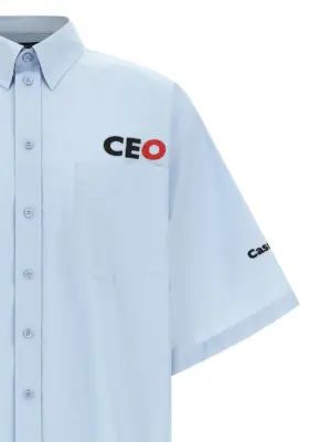'CEO Uniform Logo' shirt Man BALENCIAGA Light Blue