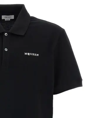 Logo embroidery polo shirt Man MCQUEEN White/Black