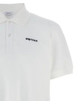 Logo embroidery polo shirt Man MCQUEEN White/Black