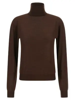 Turtleneck sweater dropped shoulders SAINT LAURENT Brown