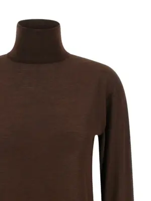 Turtleneck sweater dropped shoulders Woman SAINT LAURENT Brown