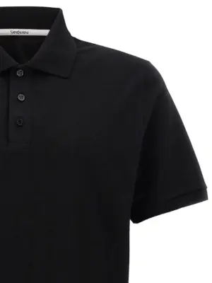 Logo embroidery polo shirt Man SAINT LAURENT Black