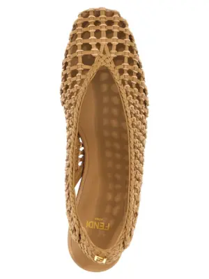 Braided slingback 100% calfskin leather (Bos Taurus) FENDI Brown