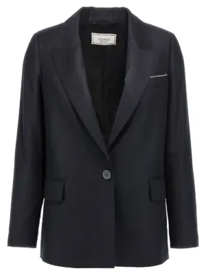 Lurex single-breasted blazer PESERICO Blue