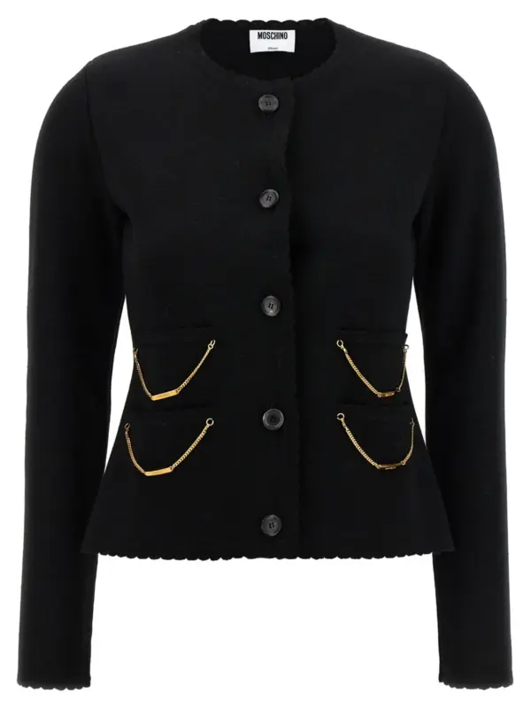 Chain cardigan MOSCHINO Black