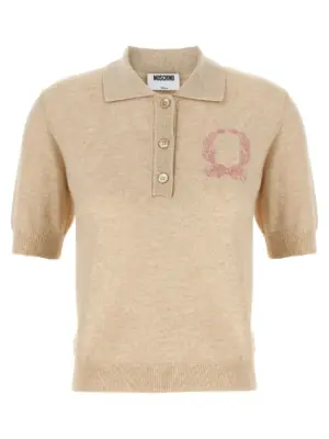 Polo embroidery sweater MOSCHINO Beige