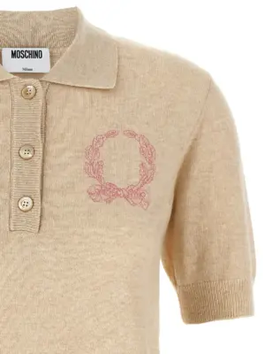 Polo embroidery sweater Woman MOSCHINO Beige