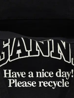 'Large Easy Shopper Contrasted Logo' shopping bag 100% recycled cotton GANNI White/Black