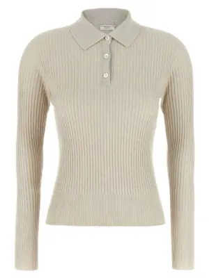 Lurex ribbed polo shirt PESERICO Beige