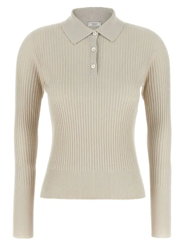 Lurex ribbed polo shirt PESERICO Beige