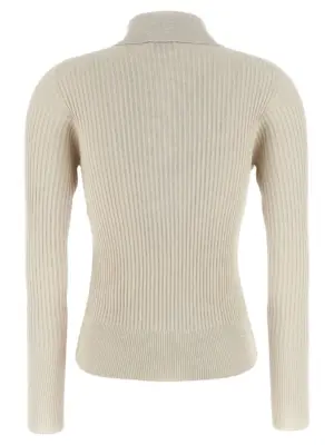 Lurex ribbed polo shirt A99344F1809287940 PESERICO Beige