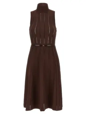 Weft dress à jour ELISABETTA FRANCHI Brown
