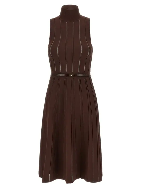 Weft dress à jour ELISABETTA FRANCHI Brown