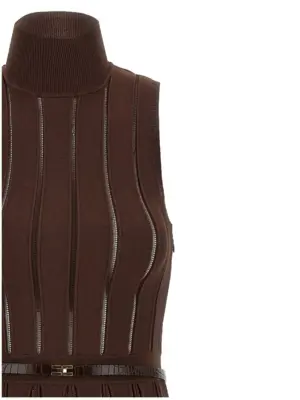 Weft dress à jour Woman ELISABETTA FRANCHI Brown