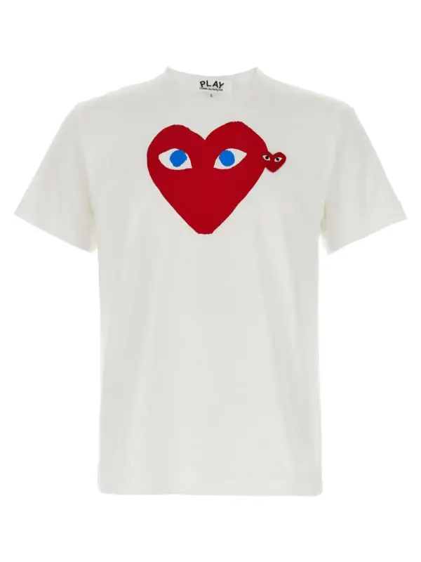 Printed T-shirt and logo patch COMME DES GARÇONS PLAY Red