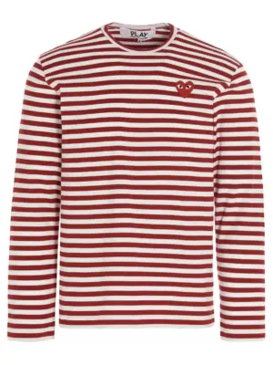 Logo patch stripes t-shirt COMME DES GARÇONS PLAY Red