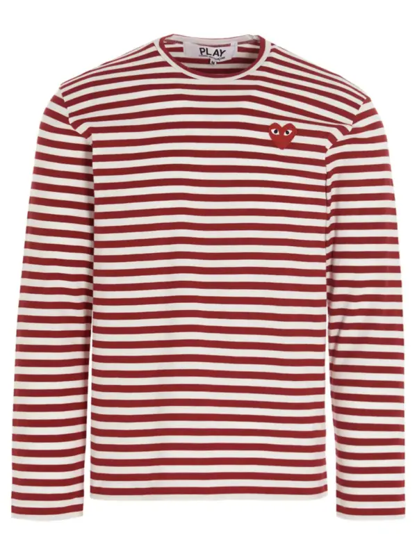 Logo patch stripes t-shirt COMME DES GARÇONS PLAY Red