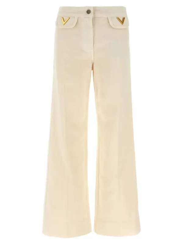 Valentino Garavani 'V' detail jeans VALENTINO GARAVANI White