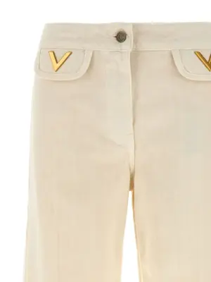 Valentino Garavani 'V' detail jeans Woman VALENTINO GARAVANI White