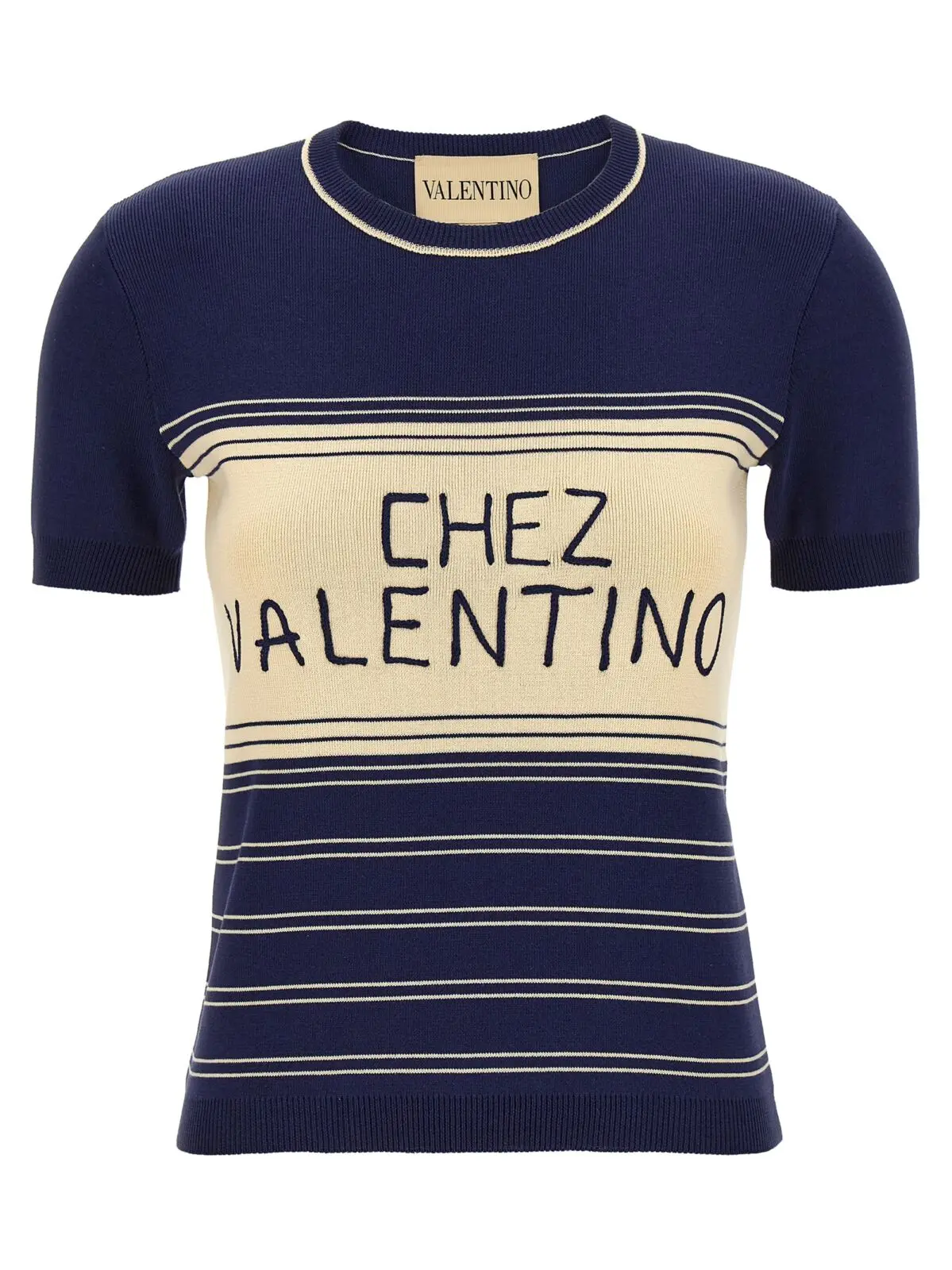 Футболка Chez Valentino Valentino Garavani Синя 1 Valentino Garavani 'Chez Valentino' T-shirt VALENTINO GARAVANI Blue