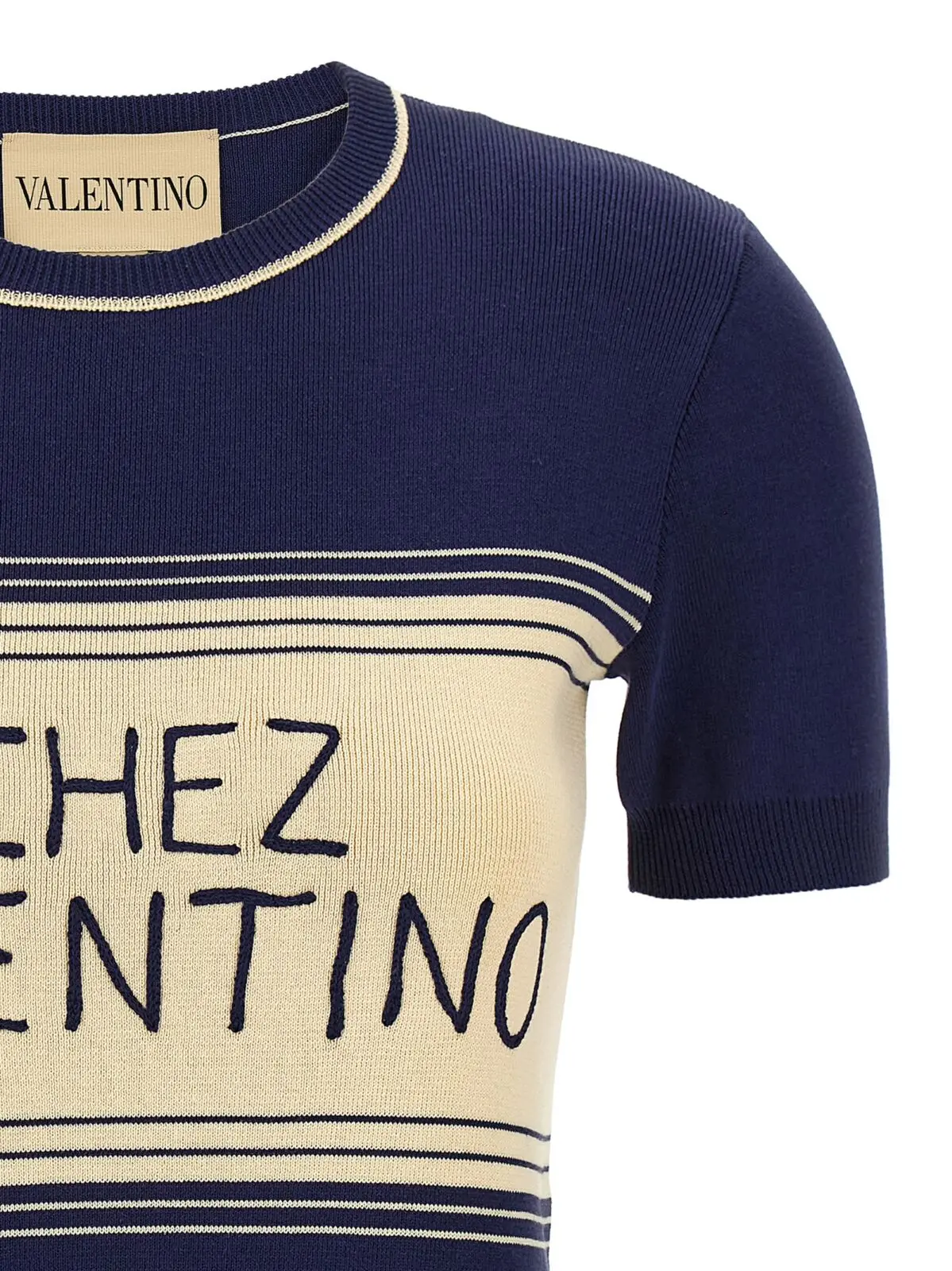 Футболка Chez Valentino Valentino Garavani Синя 3 Valentino Garavani 'Chez Valentino' T-shirt Woman VALENTINO GARAVANI Blue