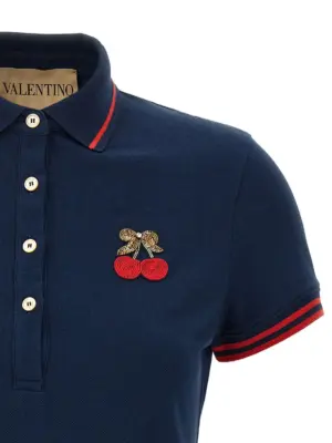Valentino Garavani 'Cherryfic' polo shirt Woman VALENTINO GARAVANI Blue