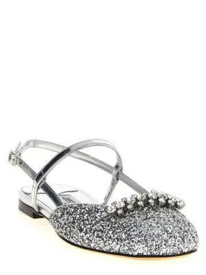 'Belinda' slingback BELINDASBFLATJDPSILVER JIMMY CHOO Silver