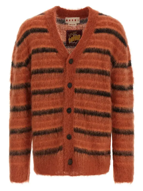 Brushed striped cardigan MARNI Orange