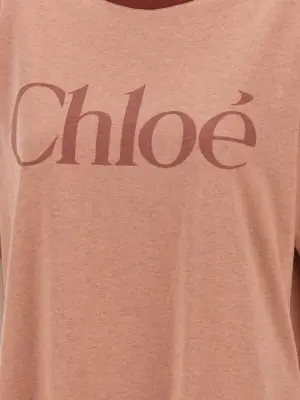 Logo print T-shirt 100% cotton CHLOÉ Pink